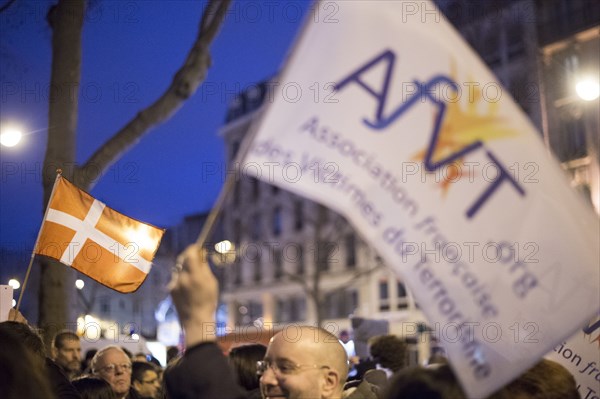 Solidarity march for the Danish people outside the Danish embassy in Paris