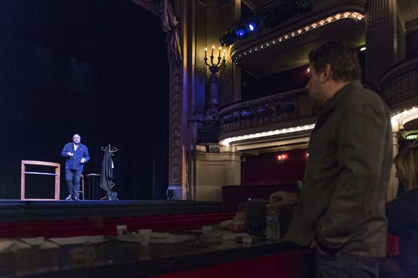 Eric Dupond Moretti en répétition au Théâtre de la Madeleine à Paris