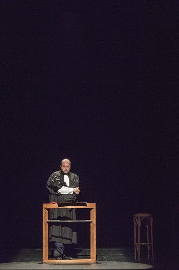 Eric Dupond Moretti en répétition au Théâtre de la Madeleine à Paris