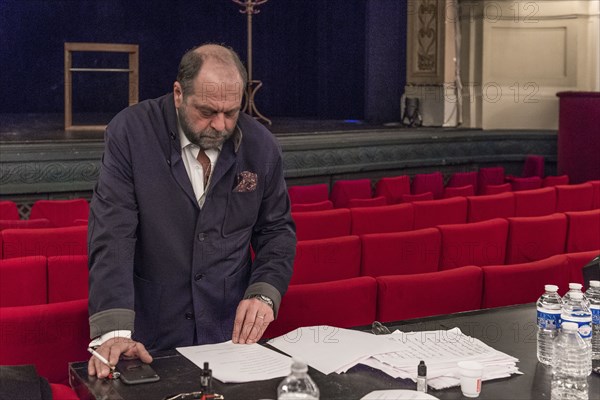 Eric Dupond Moretti en répétition au Théâtre de la Madeleine à Paris