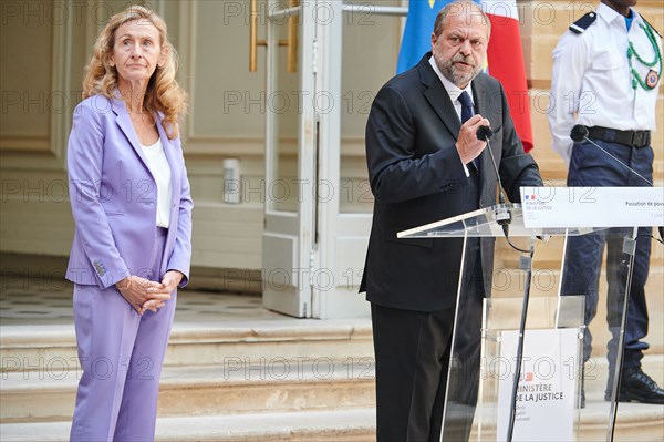 Passation de pouvoir au Ministère de la Justice entre Nicole Belloubet et Eric Dupond Moretti, le 7 juillet 2020