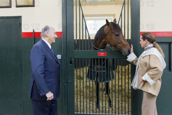 Le prince Karim Aga Khan et sa fille la Princesse Zahra Aga Khan dans leur domaine Domaine d'Aiglemont à Gouvieux (Oise)