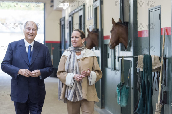 Le prince Karim Aga Khan et sa fille la Princesse Zahra Aga Khan dans leur domaine Domaine d'Aiglemont à Gouvieux (Oise)