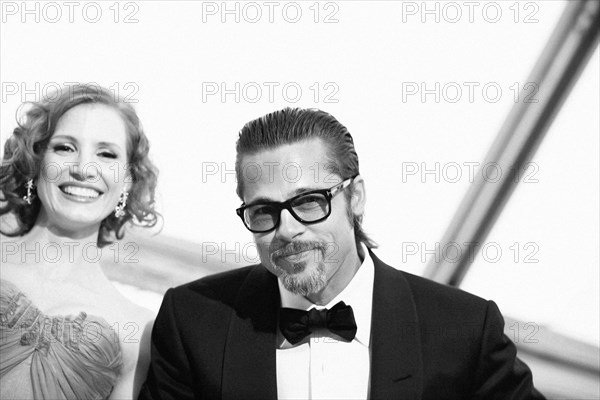 Jessica Chastain and Brad Pitt