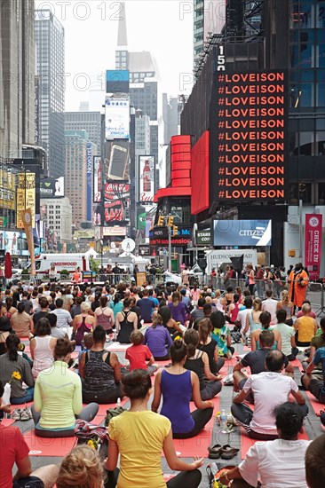 Yoga session in the streets of NY