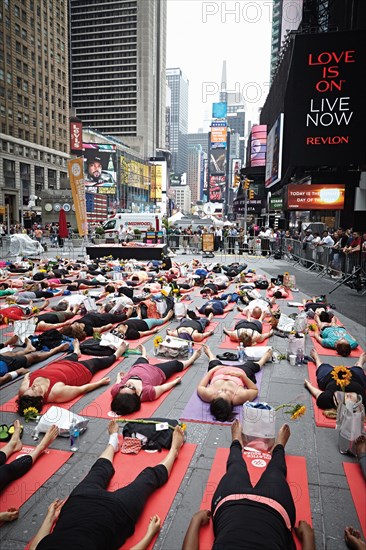 Yoga session in the streets of NY