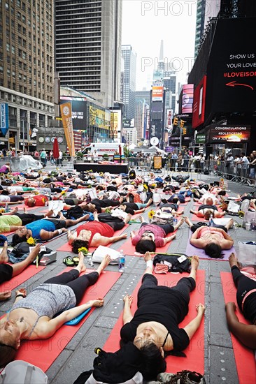 Yoga session in the streets of NY