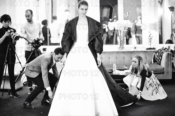 Fittings before Ralph & Russo Haute Couture show