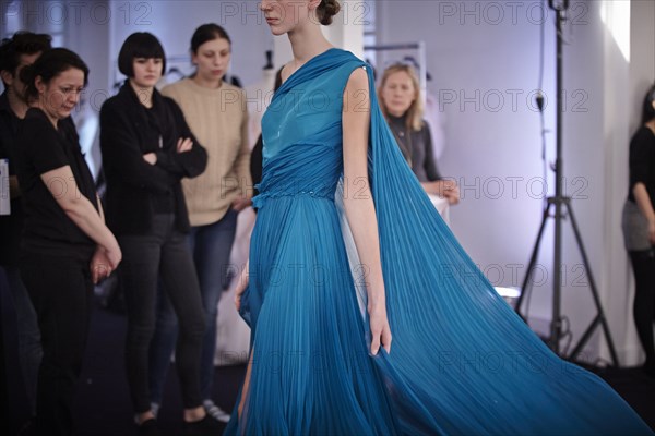 Fittings before Ralph & Russo Haute Couture show