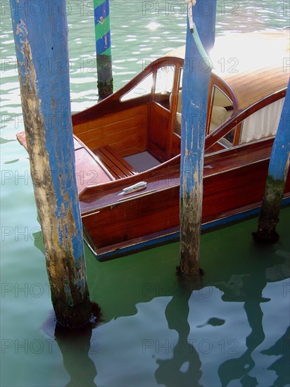 Docked taxi on the Grand canal in Venice