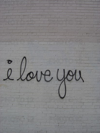 New-York (USA), Manhattan, graff " I love you" sur façade