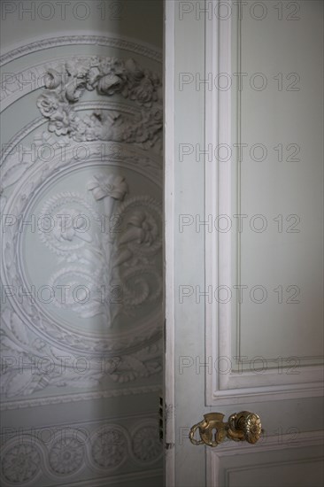 Versailles100 Château de Versailles, Petit Trianon, porte et boiserie sculptée de fleurs