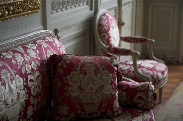 Versailles103 Château de Versailles, Petit Trianon, fauteuil et bergère (détail)