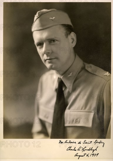 Lindbergh - portrait autographed for Saint-Exupery