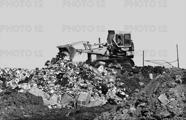 Bulldozer on dump, Ringsend, Dublin