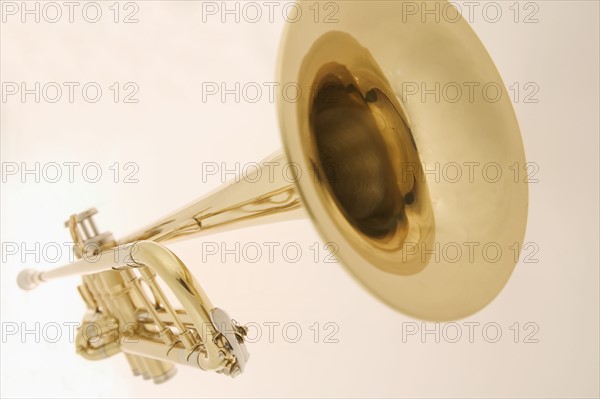 Extreme closeup of a trumpet.