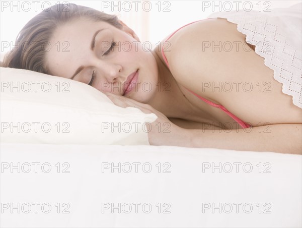 Closeup of woman sleeping.