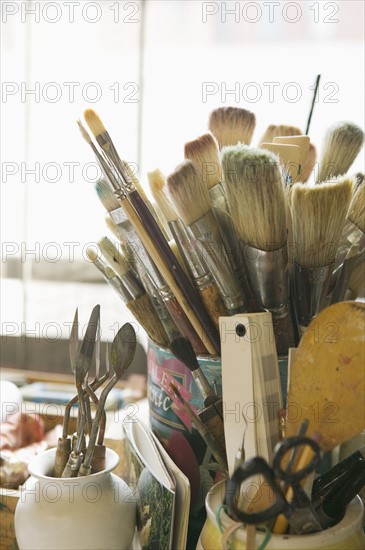 Paintbrushes and other tools.