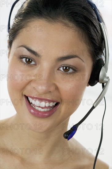 Woman using a headset.