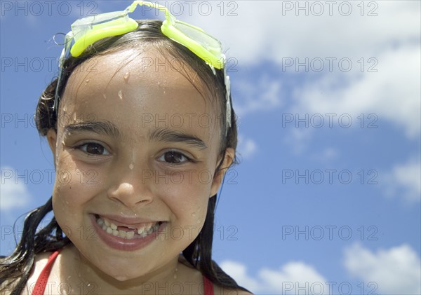 Portrait of girl after a swim.