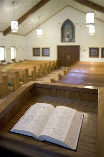 Church interior and pulpit.