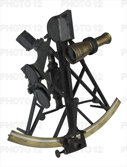 Still life of a sextant.