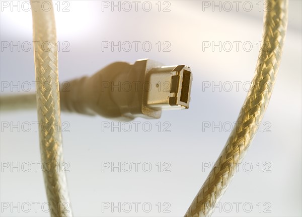 Closeup of a computer connection cable.