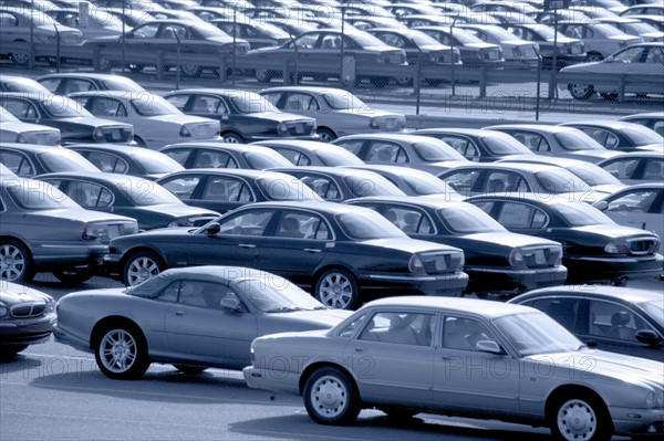 New cars awaiting delivery to customers.