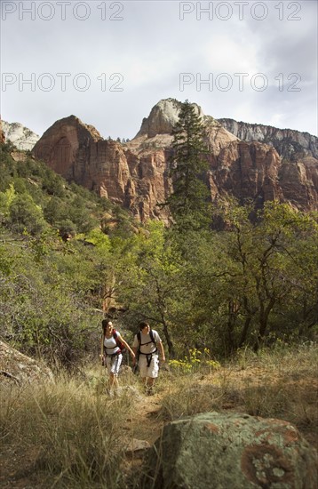 Couple backpacking.