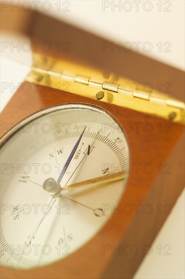 Closeup of a compass.