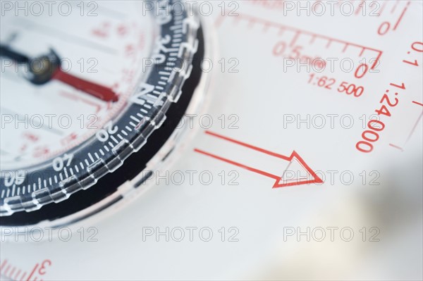 Closeup of a compass.