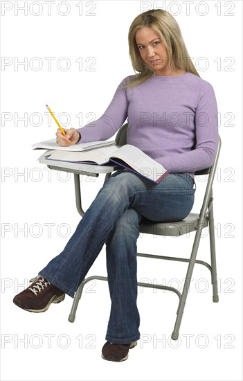 Female student at desk.