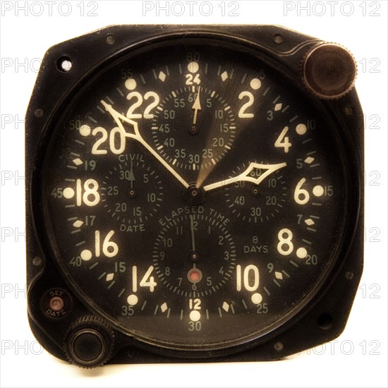 Twenty-four hour clock used in airplane.