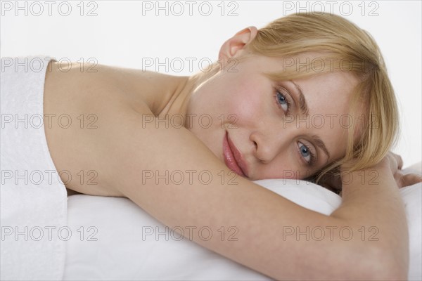 Smiling woman enjoying her rest.