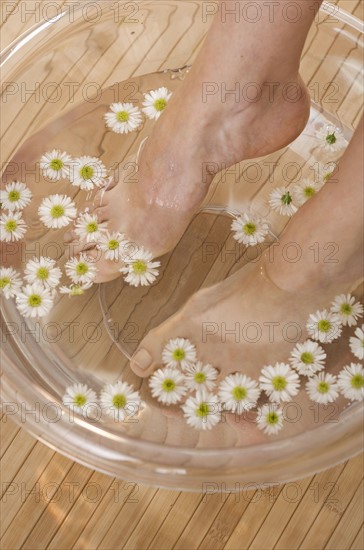 Footbath with flowers.