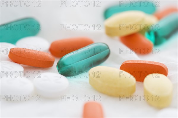 Many colored pills.