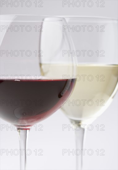 Closeup of white and red wine.