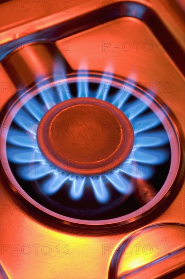 Close up of gas-burning range.