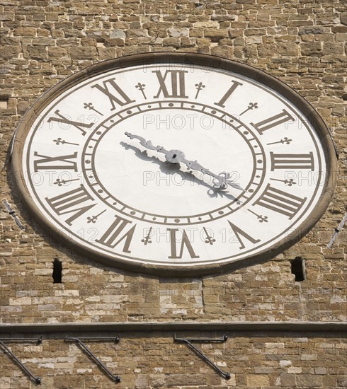 Clock face of the Palazzo Vecchio Florence Italy.