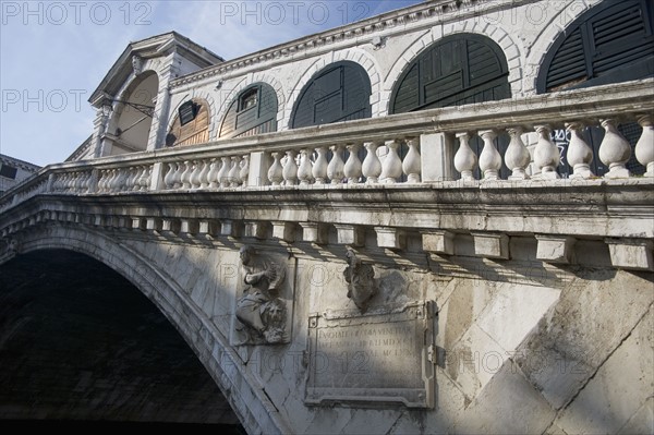 Rialto Bridge over the Grand Canal Venice Italy.