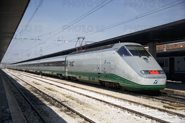 Train waiting for departure  Italy.