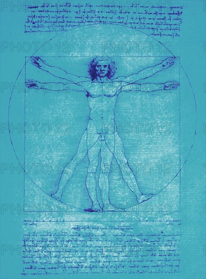 DaVinci drawing of body of man.