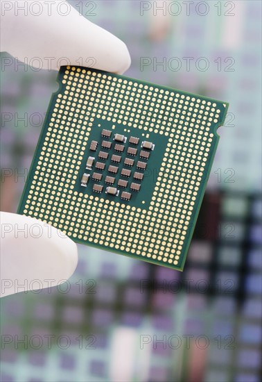 Closeup of a microchip.