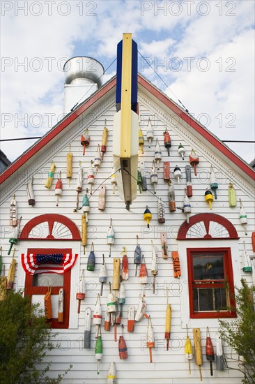 Buoys on a wall Maine.