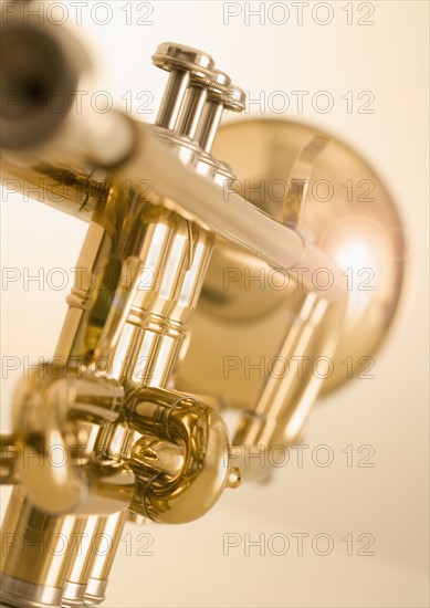Closeup of trumpet.