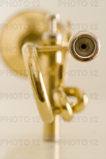 Closeup of trumpet mouthpiece.