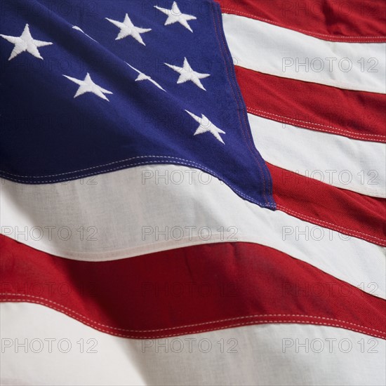 Closeup of American flag.