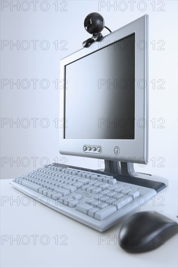 Computer with webcam attachment.