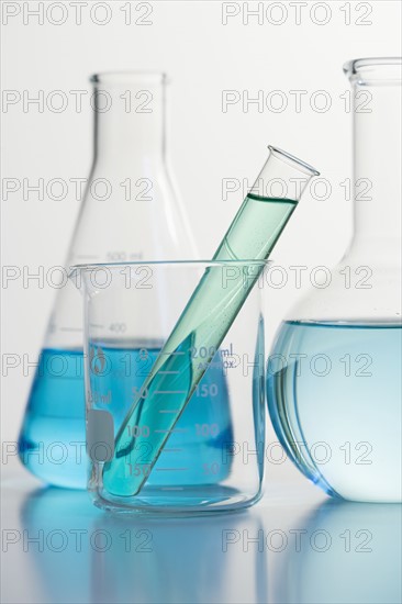 Closeup of beakers.