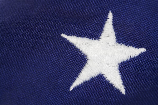 Closeup of star on American flag.